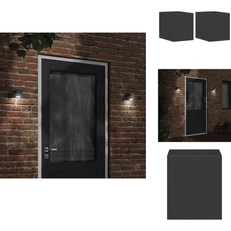 The Living Store Appliques murales extérieur 2 pcs aluminium moulé sous pression - Éclairage extérieur (1/5)