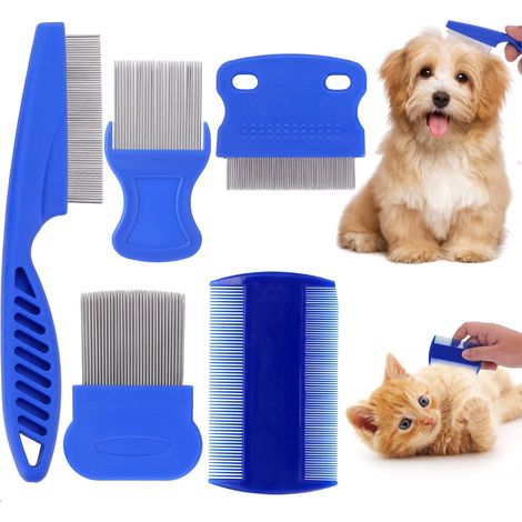 Brosse Chiens Chats- pour chien Peigne de toilettage pour chien et chat Peignes anti- retrait de toilettage des dents fines (5 pièces) (1/5)