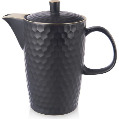 Caffettiera e teiera in ceramica, nera, TEA TIME, 1,3 l (1/5)