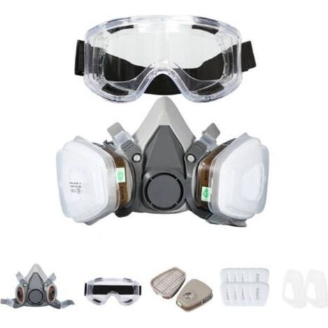 Demi-masque respiratoire réutilisable avec filtre, masque professionnel pour la protection contre les vapeurs de produits chimiques organiques, le travail du bois, la peinture automobile, le ponçage e (1/4)