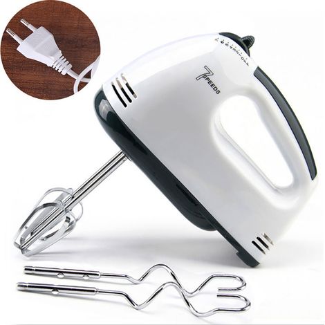 Batteur Plongeant - 450 W - 5 Vitesses + Bouton Turbo - Crochets à Pâte x2 et Fouets x2 - Design Vertical pour Rangement - Blanc/Noir (1/5)
