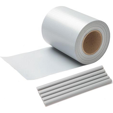 Randaco 1 Rollen PVC Sichtschutzstreifen 70m x 19cm Sichtschutzfolie mit 60 x Befestigungsclips für Gartenzaun, Balkon  Grau