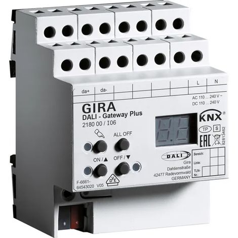 Gira Gateway 218000 DALI Plus KNX Interfaz para Carril DIN