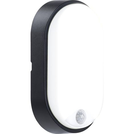 Eco Luminaire LED Extérieur à Capteur de mouvement PIR, Éclairage Extérieur Décoratif, Ovale, Noir, IP54, 10W, 700 lm, 4000 K, EBEO10P40 (1/5)