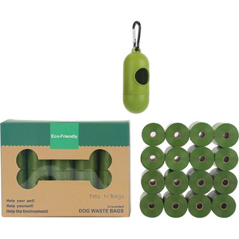 Lot 16 Rouleaux Sacs à Crottes Biodégradables pour Chien Écologiques avec Porte Sac Gratuit (1/5)