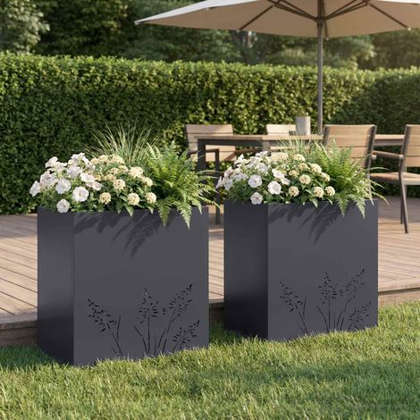 vidaXL Macetero de Jardín 2 uds. Gris antracita 50 x 30 x 49 cm (1/5)