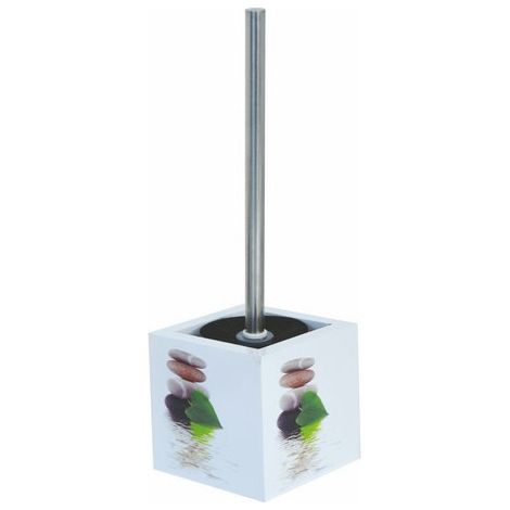 Escobillero con soporte de MDF y acero inoxidable LINGGA White Decor MSV
