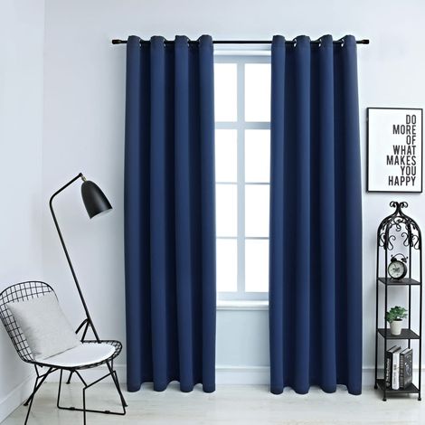 Lot de 2 Rideaux occultants,Décoration Chambre Fenêtre,Rideau Thermique Isolant avec anneaux en métal Bleu 140x225 cm GDSVW11655 (1/4)