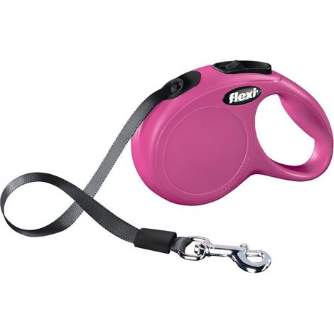 Guinzaglio estensibile a fettuccia Flexi New Classic Tape con manico ergonomico per cani: Rosa XS 3 metri