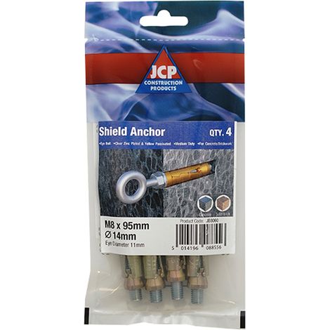 Jcp Fixings Shield Anchors Eye Bolt Zyp - M8 x 95mm - Box of 2... (1/2)