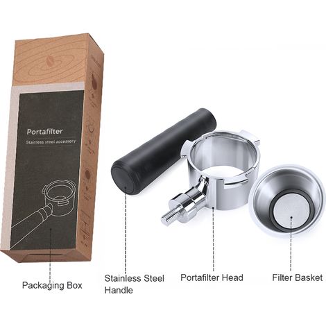 Portafiltro + Portafiltro sin fondo + Cesta de filtro de 51 mm + 3 brazos de sujeción + Mango de portafiltro de acero inoxidable + Kit de limpieza + Compatible con EC80, EC685 y EC885 (1/4)