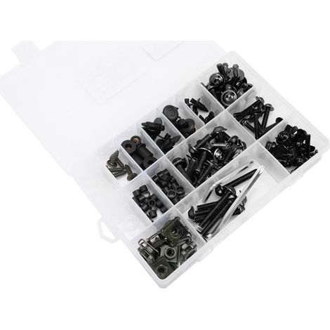 Universelles Motorradverkleidungs-Windschutzscheiben-Schraubenset, Schrauben, Befestigungselemente aus Aluminium zur Reparatur, Schwarz (1/5)