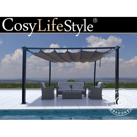Pergola gazebo Santa Cruz, 4x4 m, Dark grey