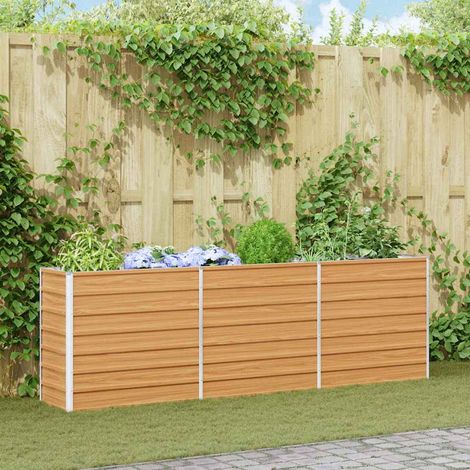 vidaXL  Garden Raised Bed  Light Brown 240 x 40 x 77 cm Galvanised Steel