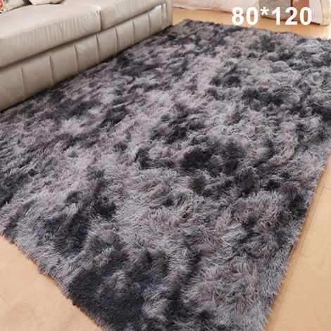 Tapis de salon KZQ, tapis de chevet/de chambre, tapis de sol moderne et simple pour la maison, couverture douce multi-usages, gris foncé, 80 cm x 120 cm (1/5)