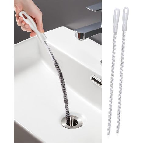 2 x 60 cm brosses de Nettoyage pour évier, Outil Flexible pour déboucher Les canalisations, Nettoyeur de Cheveux pour salles de Bains, Cuisines, éviers (1/5)