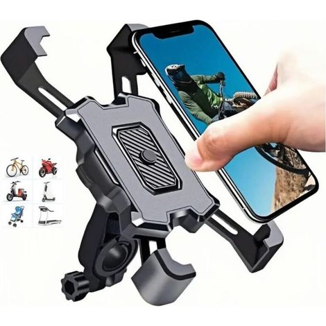 Handyhalterung für Fahrräder, MTB/Motorräder, universelle Lenkerhalterung für Smartphones, Motorräder und Roller, sturzsicher, 360° drehbar, kompatibel mit iPhone, Samsung Galaxy, Huawei, Xiaomi und O (1/5)