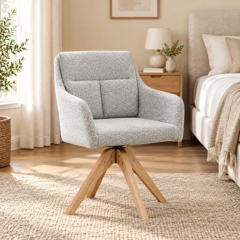 Silla de comedor giratoria, respaldo alto, lote de 2, gris claro DESVIAE (1/5)