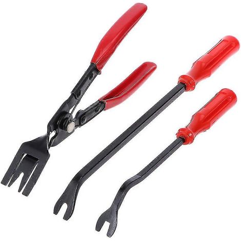 Kit d'outils de réparation et de démontage pour panneaux de porte de voiture en acier (3 pièces) : pince légère et ouvre-vis de 15 cm.