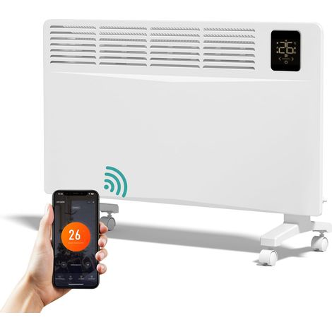 Chauffage électrique économe en énergie - 2000 W - Convecteur intelligent - Avec contrôle Wi-Fi et application - Radiateur électrique sur pied ou montage mural - Blanc (1/5)
