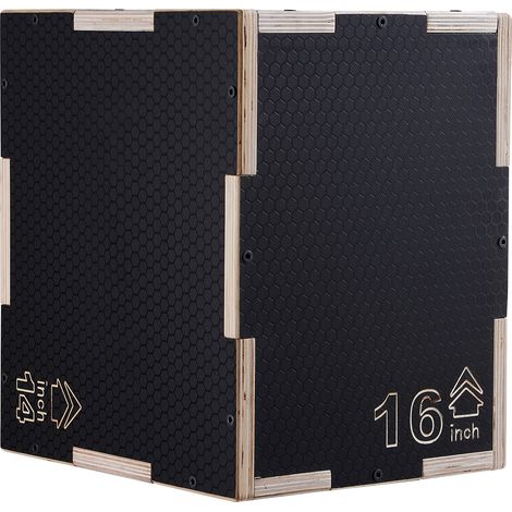 Mophorn 3-in-1 Plyometrische Sprungbox, 16/14/12 Zoll Holz-Plyo-Box, Plattform- und Sprung-Agility-Box, rutschfeste Fitness-Step-Up-Box für das Training im Heim-Fitnessstudio
