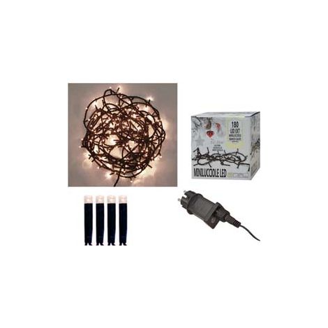 MINILUCCIOLE A LED BIANCO CALDO PER ESTERNO CON GIOCO LUCI 100 led mt.5 + 4,95