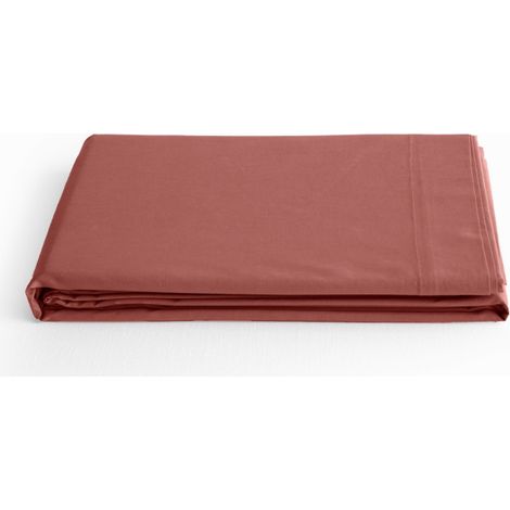 Drap plat percale pur coton peigné longues fibres 80 fils/cm² Vent du sud - Pêche - 180 x 290 cm pour lit 1 place - Pêche -
