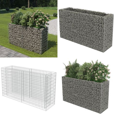 Gabionen-Hochbeet Verzinkter Stahl 180×50×100 cm - Gabionen-Hochbeet - Stahltank - Gartendekoration - Blumenerde - Steinaufbewahrung - Home & Living (1/5)