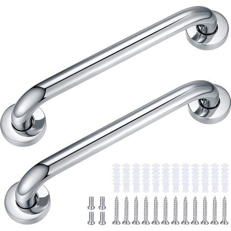 Barre d'appui en Poignée de Baignoire de Salle de Bain Antidérapante de Douche Barres de Sécurité Murale 2 pièces 30 cm Acier Inoxydable (1/5)