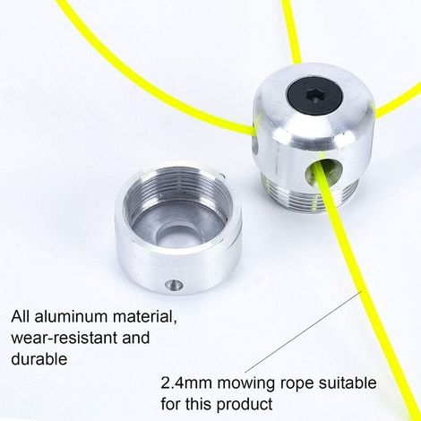 Cabezal de desbrozadora de aluminio Cabezal de desbrozadora universal Cabezal de desbrozadora con 4 cabezales de desbrozadora de nailon Bobina doble para desbrozadora y desbrozadora (1/4)