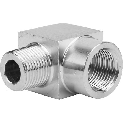 Raccord coudé fileté BSPP femelle-mâle, adaptateur de tuyauterie, connecteur rapide pour air et huile 3/8 po (1/5)