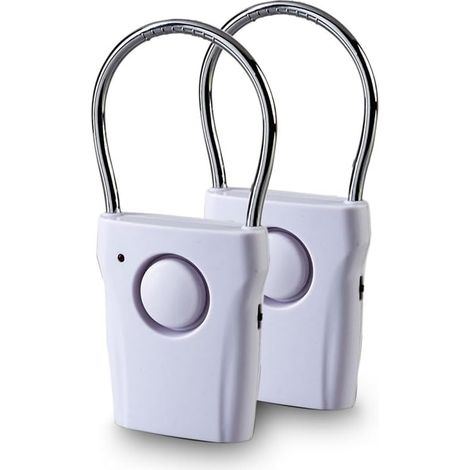 Ensemble d'alarme de poignée de porte électronique, lot de 2 alarmes de porte et de fenêtre avec cloche de 120 dB, capteur tactile pour maison/chambre d'hôtel/camping-car, blanc (piles non incluses)