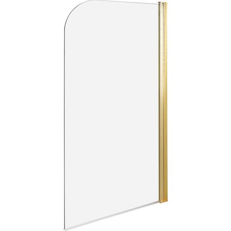 Mampara de ducha minimalista de vidrio templado transparente ajustable dorado 140 x 80 cm Lapan