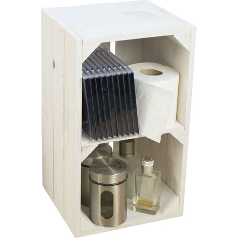 Regalkiste "Hilde" weiß mit Zwischenbrett (1/5)