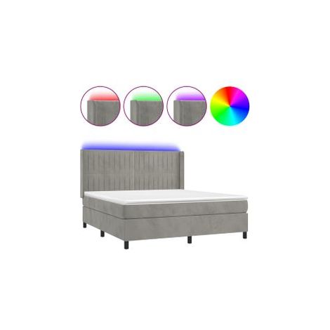 Sommier à lattes de lit matelas et LED Gris clair 180x200 (1/5)