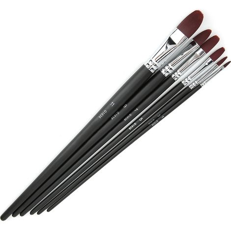 Lot de 6 pinceaux en nylon pour aquarelle, acrylique, gouache et peinture à l'huile (Type A) (1/3)