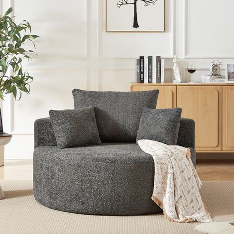 Fauteuil individuel en chenille et mousse grise, sans montage, style moderne (1/5)