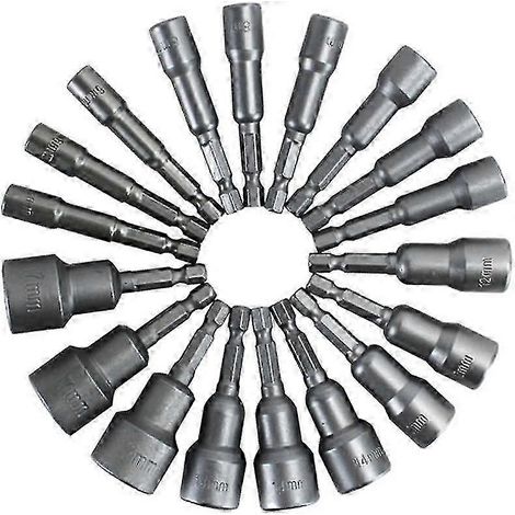 Jeu de 14 embouts de vissage magnétiques 6-19 mm, queue hexagonale 1/4", changement rapide, dimensions métriques - Édition C (1/4)