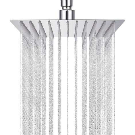 Pommeau de Douche Carré 10 Pouces Tete de Douche Pluie Pommeau de Douche Carré en Acier Inoxydable 304 Pomme de Douche au Plafond Rotatif 360°, Facile à Installer et à Nettoyer, 25 cm