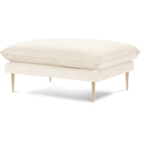 Pouf en velours beige clair (1/4)