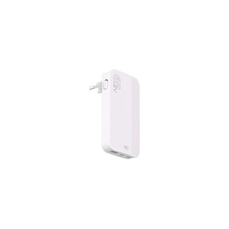 Chargeur pour téléphone mobile Force Power CS 65W USB A+C+C PD GaN Pliable Recyclé Blanc