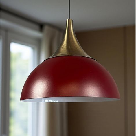 Yimpe Suspension Luminaire en Metal de 30cm, Plafonnier Vintage, Lustre Salon, Cuisine, Chambre, Salle à Manger, Couloir Lampe Ronde E27, Éclairage Intérieur, Bordeaux