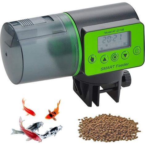 Alimentador automático para peces de acuario AIDUCHO, alimentador eléctrico automático, alimentador para acuario a prueba de humedad, dispensador de comida para días festivos y fines de semana. (1/5)