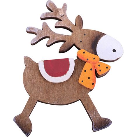 Pendentif Cerf En Bois - Décoration Arbre De Noël - Ornement Festif Pour Intérieur Et Extérieur - Lot De 1 Pièce (1/4)