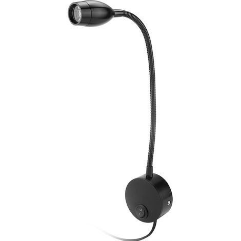 Robuste, verstellbare schwarze LED-Nachttischlampe für Hotelzimmer, 50240V mit EU-Stecker, flexible und zuverlässige Bettbeleuchtung. (1/5)
