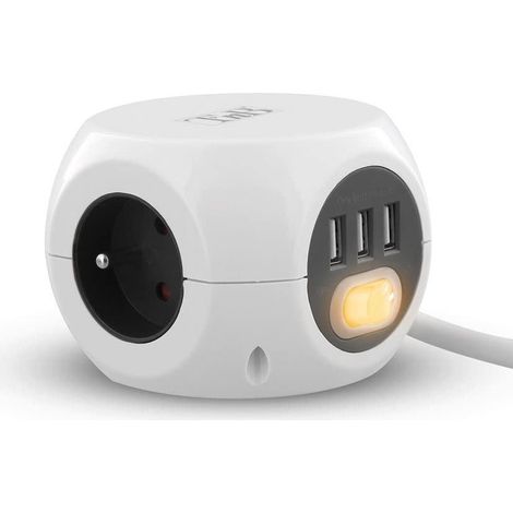 Tnb Design-Steckdosenleiste 2 in 1 Weiß 3 Steckdosen 3 USB