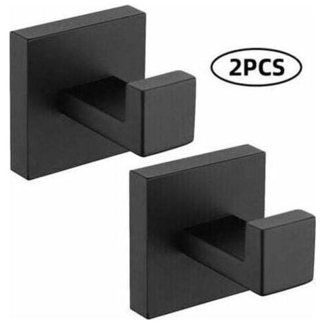Set mit 2 Wandhaken, Handtuchhaken, schwarz, Haken aus Edelstahl 304, rostfrei, wasserdicht, Badezimmeraccessoires, Kleiderhaken, schwarz (1/5)
