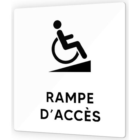 Pictogramme panneau signalétique format 9 x 9 cm en Plexi Picto Noir - Modèle Rampes d'Accès PMR (1/3)