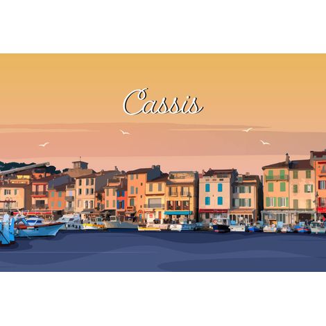 Tableau sur toile illustration port de Cassis 30x45 cm - Impression sur Toile Murale Décorative - Image imprimée en HD sur Toile - Toile sur Châssis en Bois FSC - Fabriqué en France (1/5)