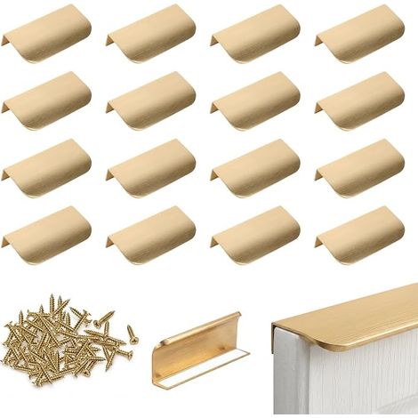 16 Pièces Poignee de Meuble Invisible Aluminium 80mm, Poignées à Doigt Cachées pour Tiroirs avec Vis, Poignée d’Armoire de Cuisine Modernes pour Placard, Armoire, Chambre et Salon (1/5)